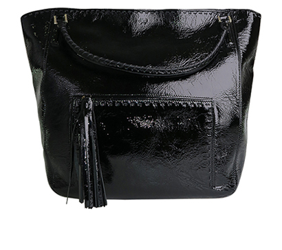 Patent Leather Tassel Tote, front view